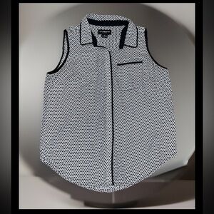 Liz Claiborne Sleeveless Sophisticated Black & White Geometric Pattern Blouse